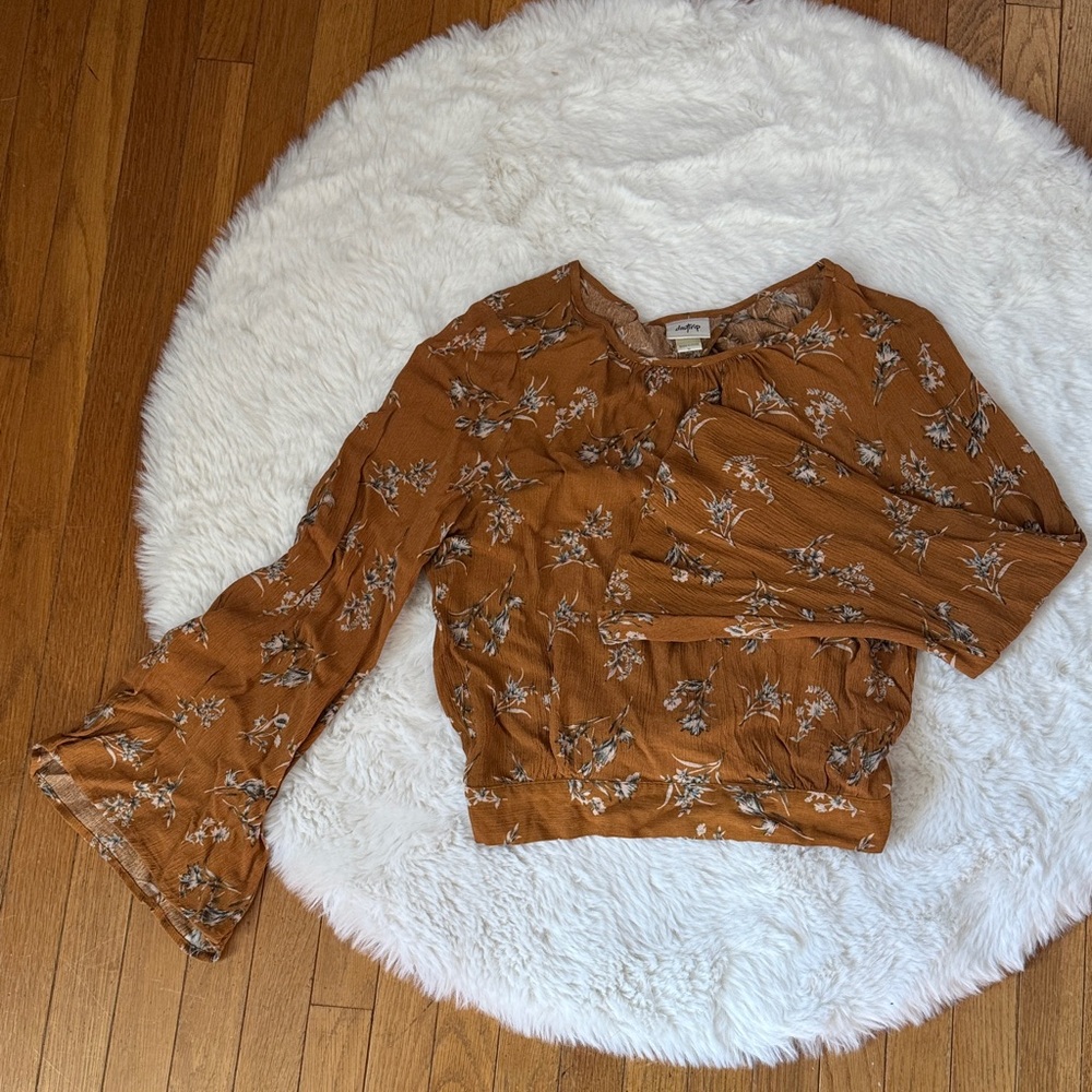 Daytrip Rust and Cream Floral Blouse